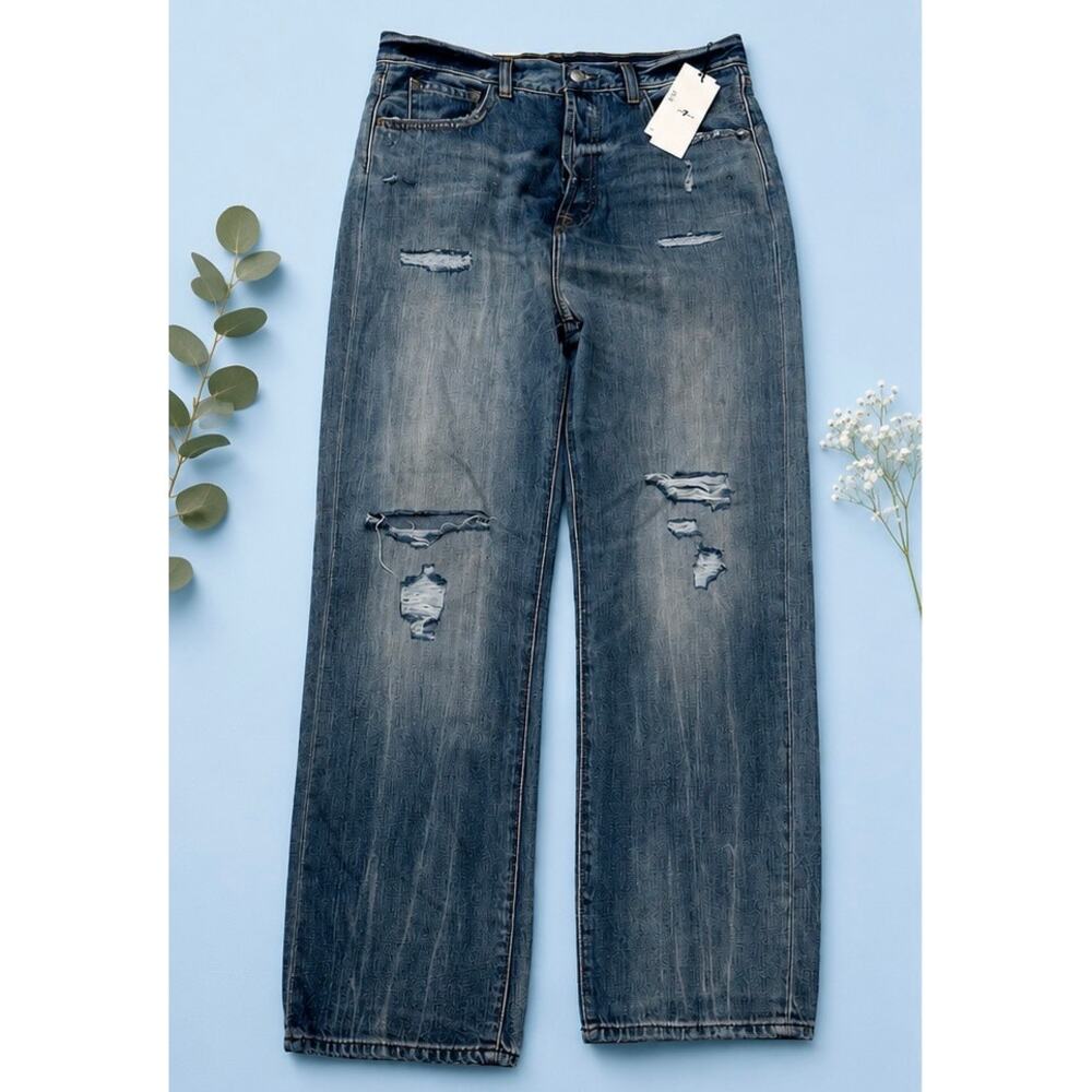 7 for all man kind NWT, Easy Straight, Distressed Denim, Size 31